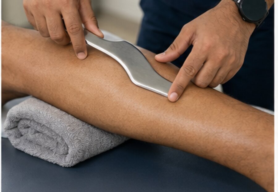 IASTM soft-tissue treatment on the calf